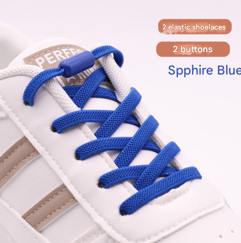V888-ELOSUNG33696-202507071020-00 Blue No-Tie Elastic Shoelaces with Quick Lock System - Flat Tieless Laces for Kids and Adults - Image 1