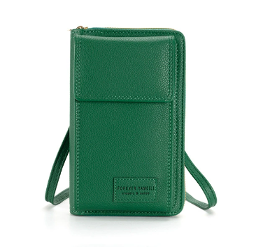 V888-ELOSUNG33759-202508121531-00 Green Women's Crossbody Phone Bag Wallet Small PU Leather Shoulder Purse - Image 1