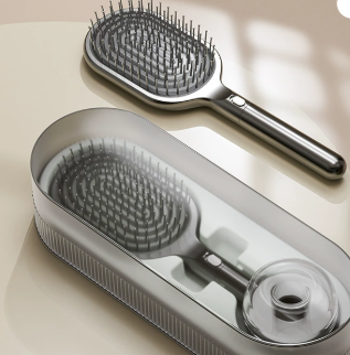 V888-ELOSUNG33817-202509011736-00 Black Premium Self-Cleaning Hair Brush Set with Stand - Anti-Static Detangling & Scalp Massage Paddle Brush - Image 1