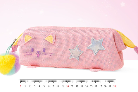 V888-ELOSUNG33855-202509041435-00 Pink Cute Cat Pencil Case for Girls - Large Capacity Sparkly Stationery Pouch with Fluffy Pom Pom - Image 1