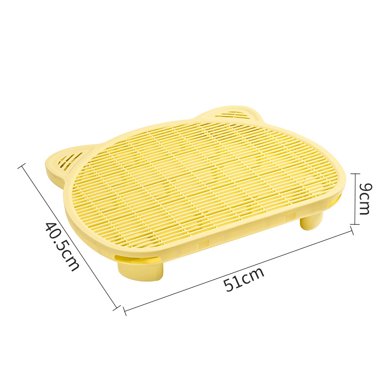 V888-ELOSUNG33925-202509220954-00 Yellow Elevated Cat Litter Trapping Mat - Dual-Layer Scatter Control Tray with Grate - Image 1