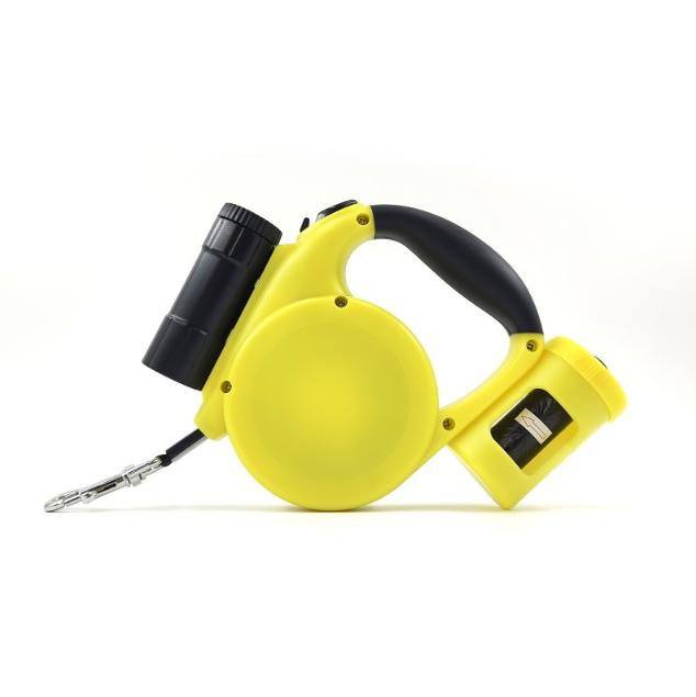 V888-ELOSUNG34349-202507071015-00 Yellow 3-in-1 Retractable Dog Leash with LED Flashlight & Poop Bag Dispenser | Heavy Duty Tangle-Free Leash for Safe Night Walks - Image 1