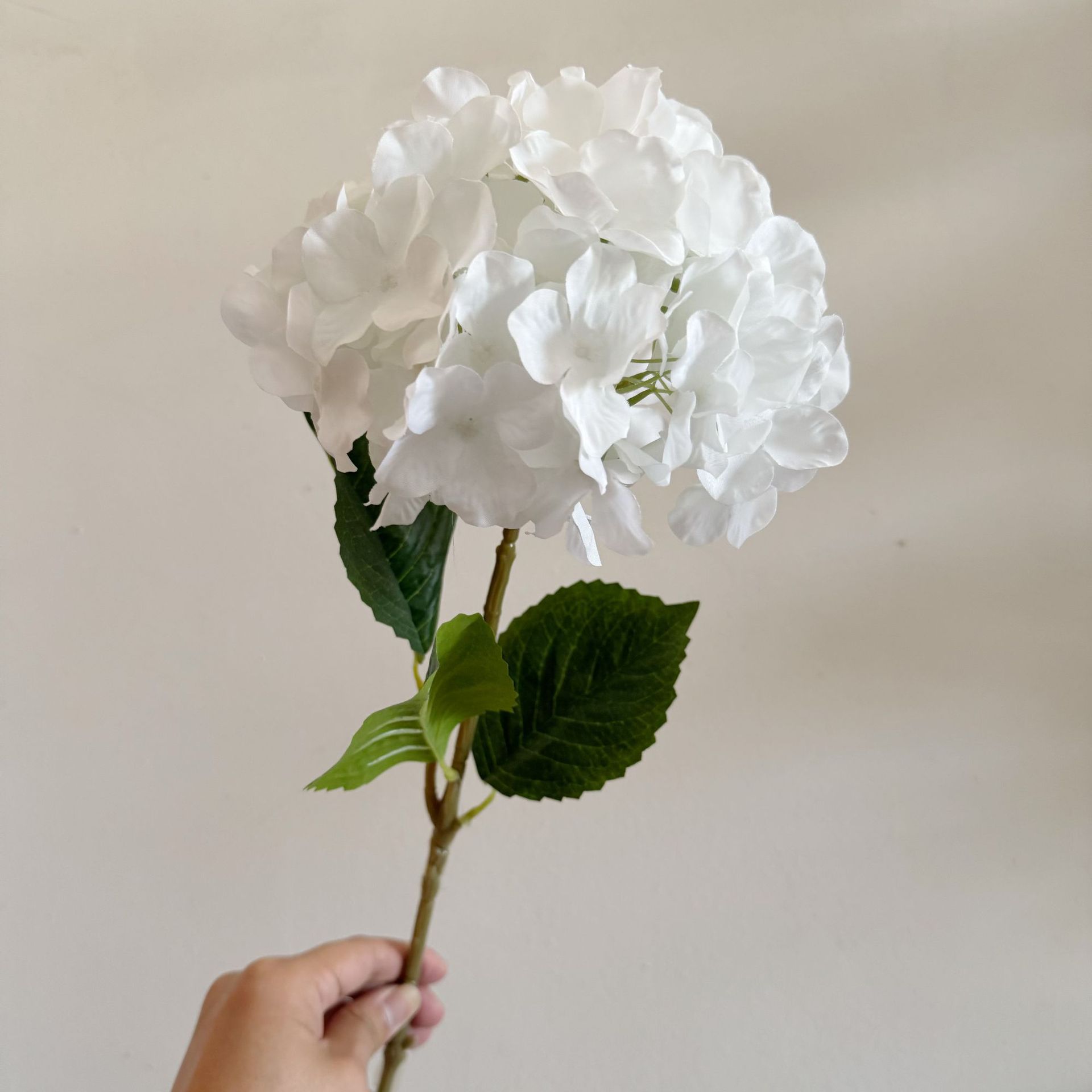 V888-ELOSUNG34581-202507301025-00 5-Piece White Premium Lifelike Hydrangea Artificial Flowers- 60cm Long Stem Faux Floral Bouquet for Home, Wedding & Vase Decor - Image 1