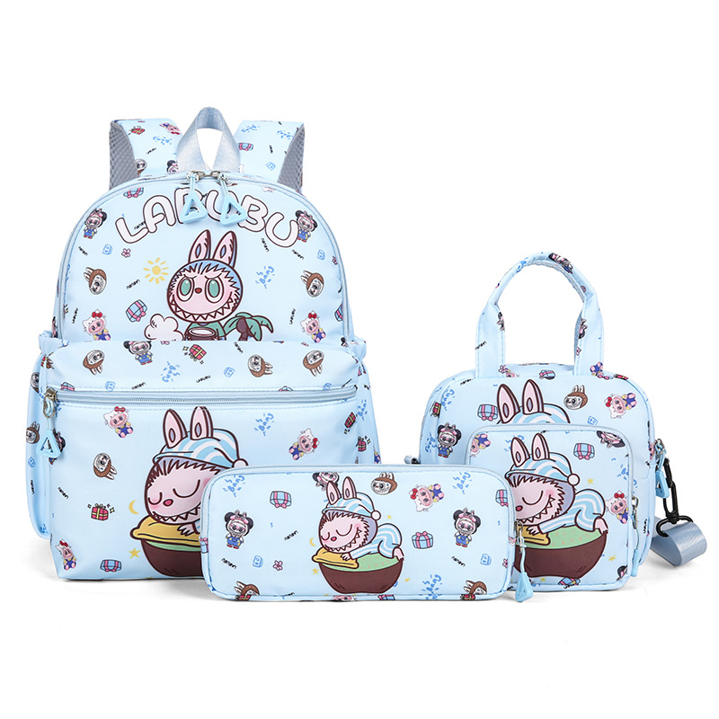 V888-ELOSUNG35529-202507021035-00 Kids Cartoon Character 3-Piece Backpack Set - Lightweight School Bag with Lunch Bag & Pencil Case(Light blue) - Image 1