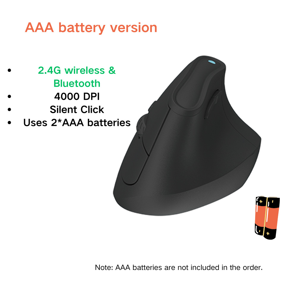 V888-ELOSUNG35702-202507160941-00 Ergonomic Vertical Mouse - Multi-Device Bluetooth5.0 & 2.4G Wireless, Adjustable DPI, Silent Click(black) - Image 1