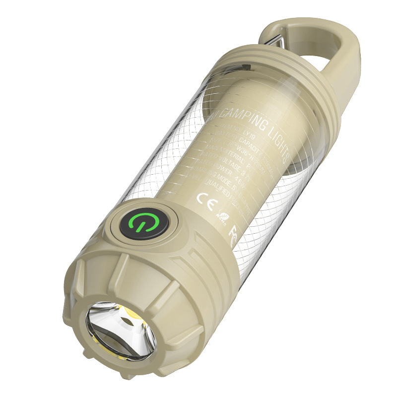 V888-ELOSUNG35708-202507160943-00 Tri-Color Portable Camping Lantern & Flashlight - Rechargeable, 360°Ambient Light & Hook Design(Khaki) - Image 1