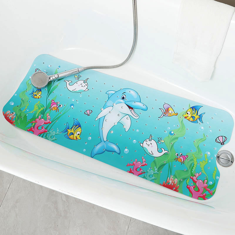 V888-ELOSUNG35987-202509051455-00 Non-Slip PVC Bath & Shower Mat with Suction Cups and Drainage Holes - Cartoon Ocean Theme(Dolphin) - Image 1