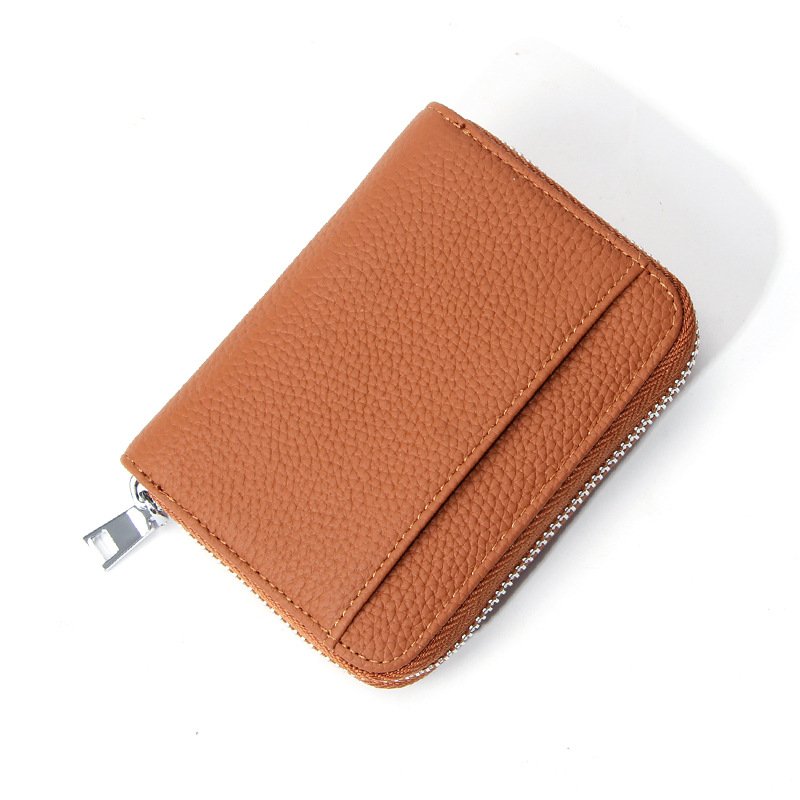V888-ELOSUNG35999-202509081110-00 Genuine Leather RFID Blocking Accordion Card Holder & Coin Purse - Large Capacity Zip Wallet(brown) - Image 1