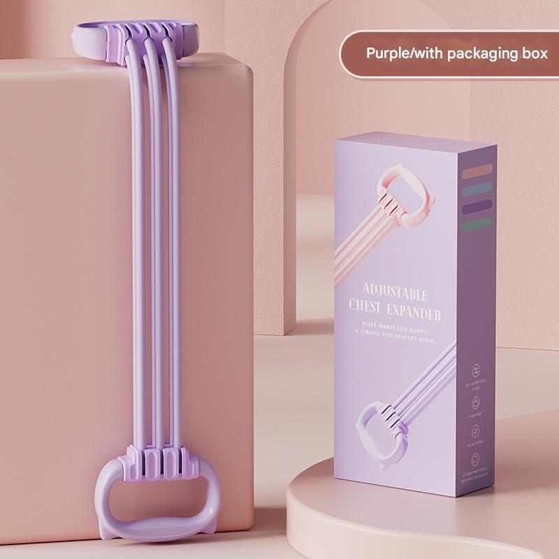 V888-ELOSUNG36073-202507281704-00 Purple Adjustable Resistance Chest Expander with 6 Levels - Cute Cat Ear Puller for Full Body Workout - Image 1