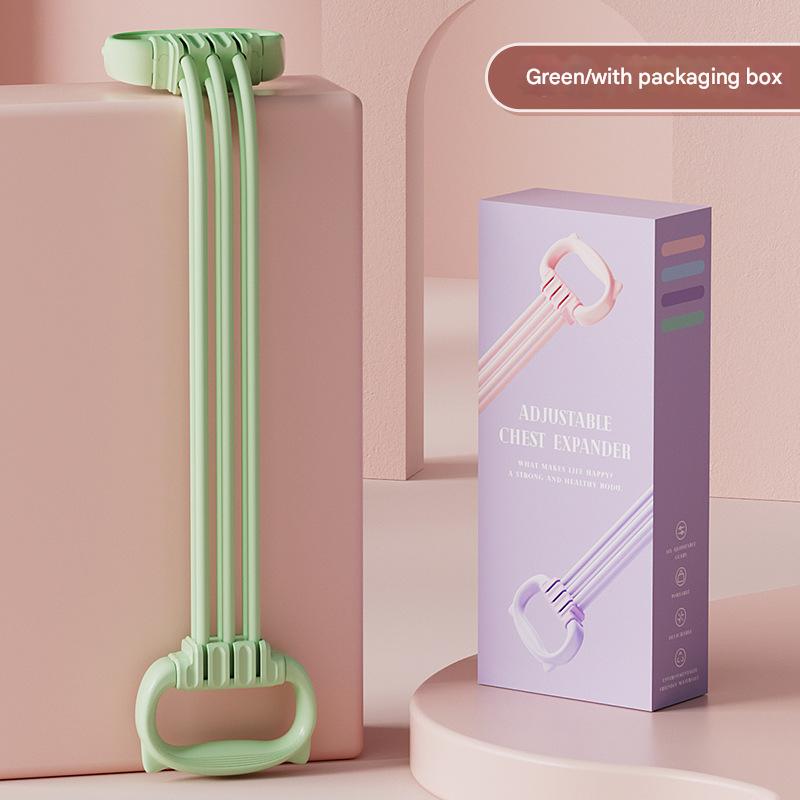 V888-ELOSUNG36074-202507281710-00 Green Adjustable Resistance Chest Expander with 6 Levels - Cute Cat Ear Puller for Full Body Workout - Image 1