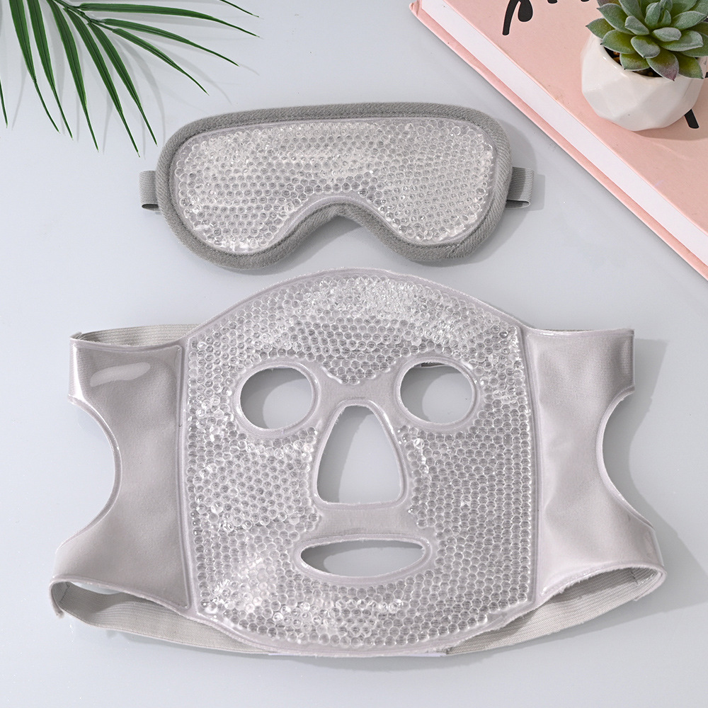 V888-ELOSUNG36134-202508041453-00 Grey Reusable Cooling Gel Bead Face Mask and Eye Mask Set - Soothing Therapy for Puffy Eyes, Headaches and Facial Relaxation - Image 1