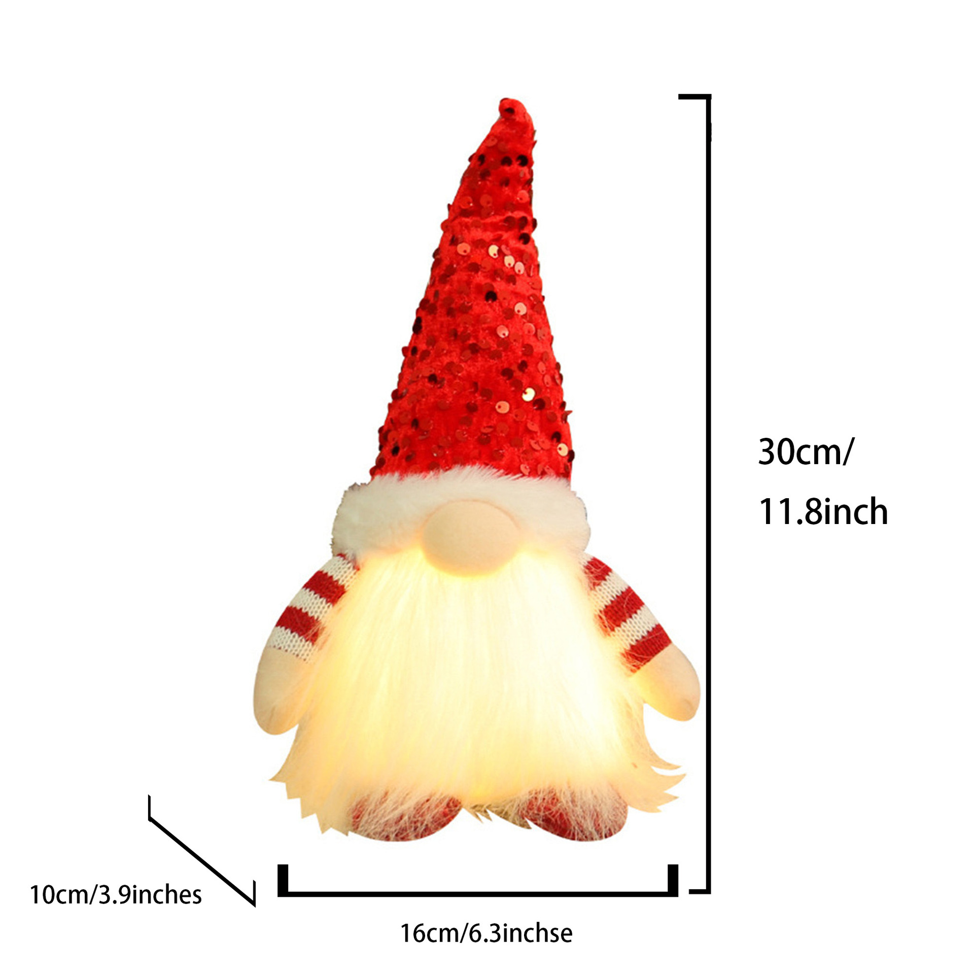 V888-ELOSUNG36200-202508111445-00 2 Pcs Red Charming Light-Up Christmas Gnome - Festive Nordic Plush Holiday Decoration - Image 1