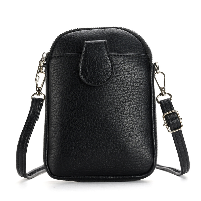 V888-ELOSUNG36288-202508141916-00 Black Chic Crossbody Phone Bag - Womens PU Leather Mini Shoulder Purse with Adjustable Strap - Image 1