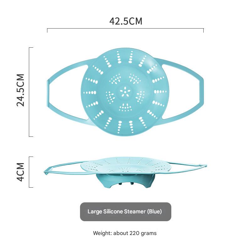 V888-ELOSUNG36316-202508191025-00 Large Blue Flexible Silicone Steamer Basket with Heat-Resistant Handles - Food-Grade Vegetable Steamer Insert for Pots & Pans - Image 1