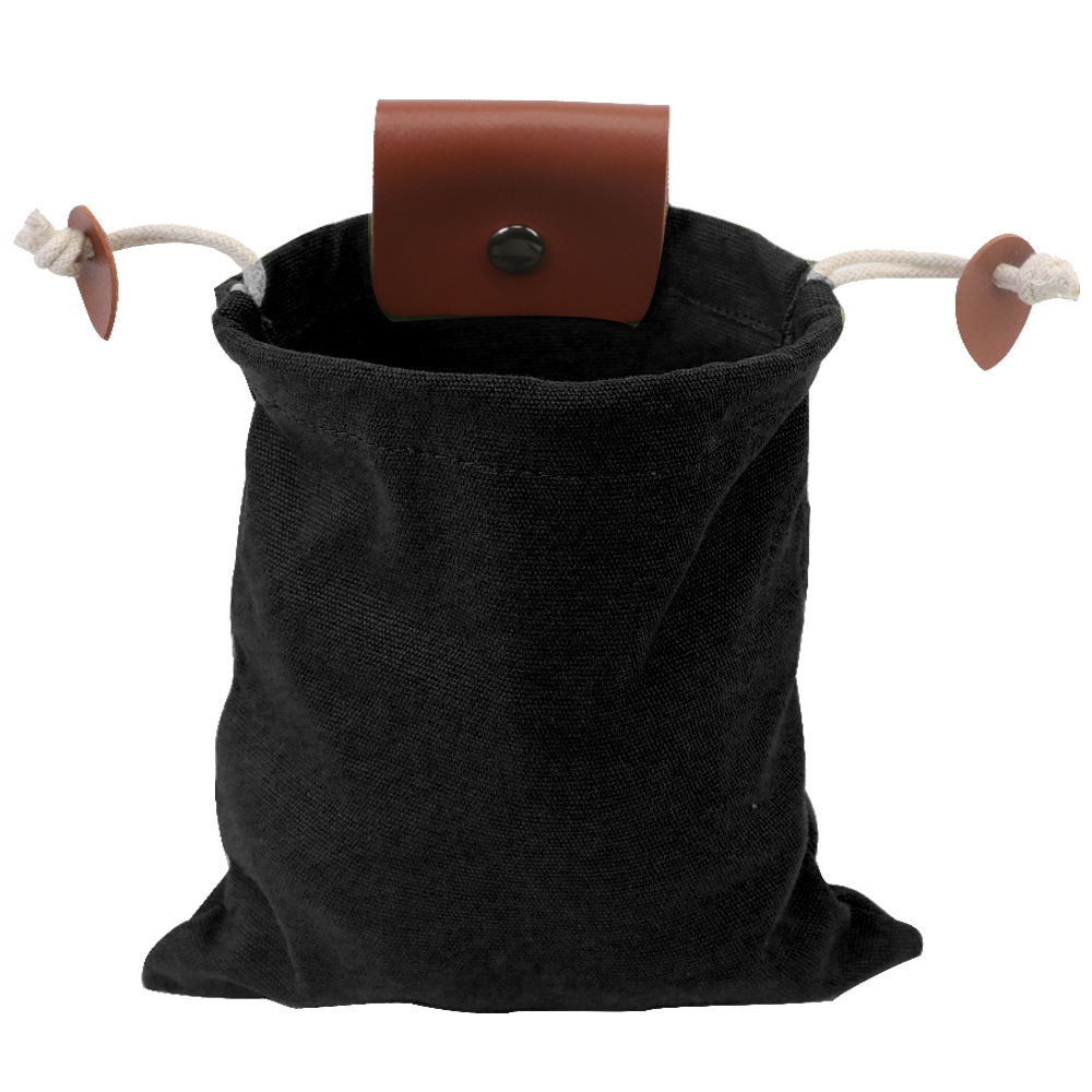 V888-ELOSUNG36495-202509220952-00 Black Collapsible Canvas Foraging Pouch - Hands-Free Belt Bag for Hiking & Camping Activities - Image 1