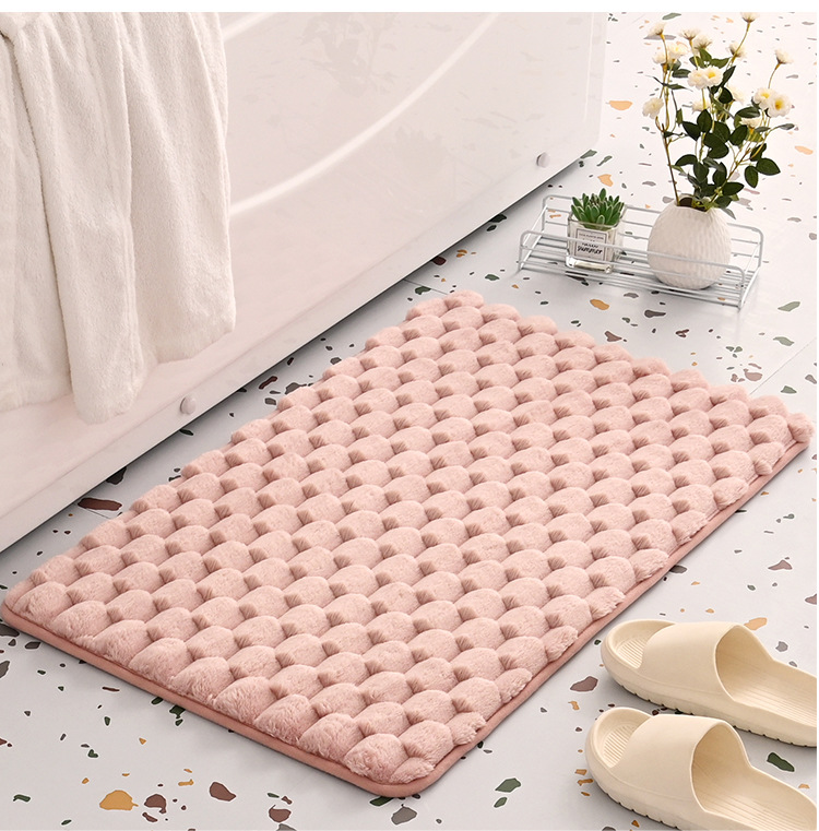 V888-ELOSUNG37045-202509220953-00 Plush Cobblestone Memory Foam Bath Mat - Super Absorbent, Non-Slip & Machine Washable(Pink 50*80㎝) - Image 1