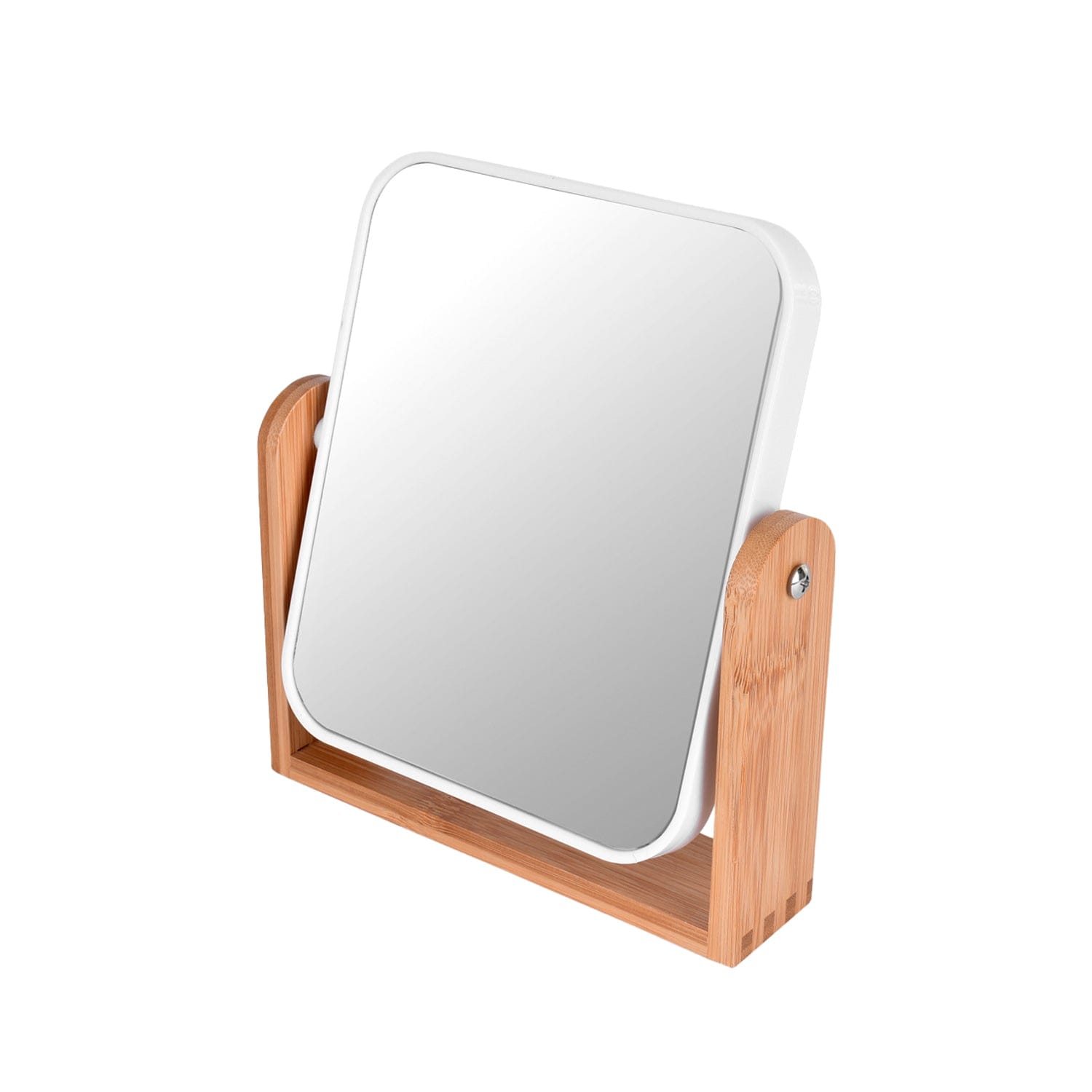 V915-HO0318-202509250846-00 Bamboo Stand Double Sided Magnification Makeup Mirror - Image 1