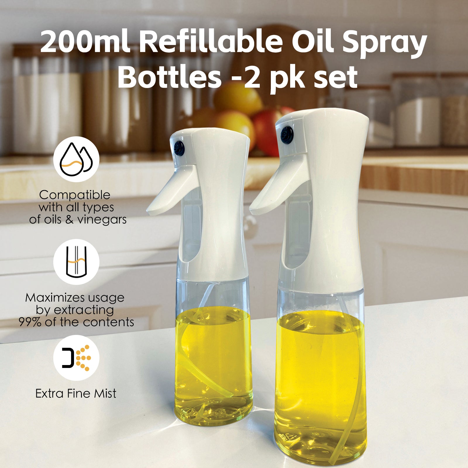 V915-KU0326-202509250904-00 2 pk 200ml Refillable Oil Spray Bottles - Image 1