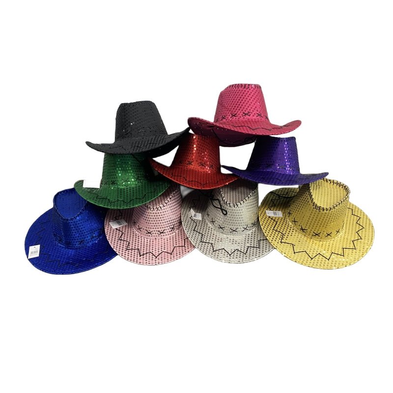 V922-AWD-C1133-HAT217-P-202508251140-00 Sequin Cowboy Hat party hat - Pink - Image 1