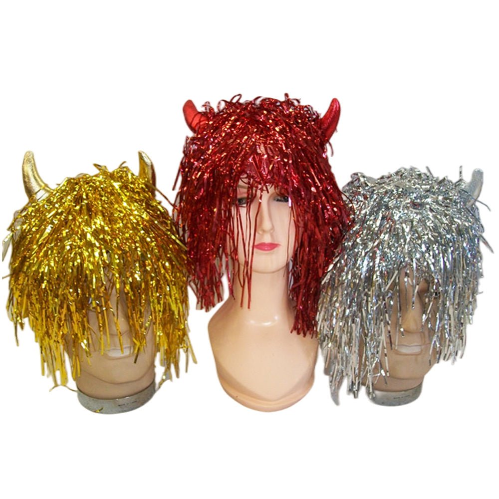 V922-AWD-C1412-DEVWIG-SILVER-202508251130-00 Devil tinsel wig - Silver - Image 1