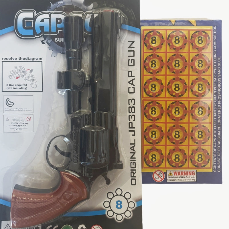 V922-AWD-CAPGUNL-A0204-202508251220-00 8 shots toy cap gun with 144 free caps Large JP383 Black - Image 1