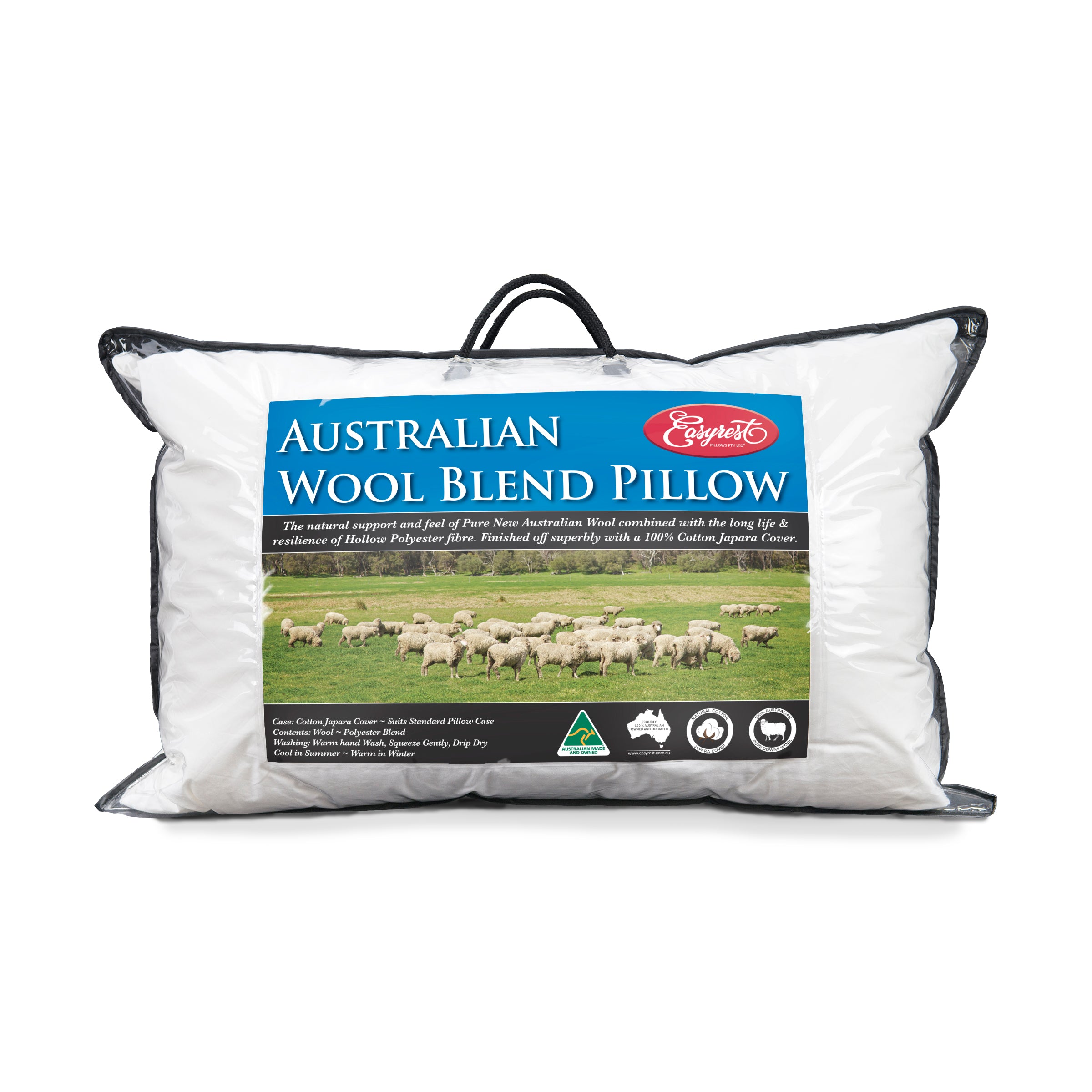 V922-AWD-E0135-ERPWBTN-202508251225-00 Easy Rest Wool Blend Pillow Australian Pure downs wool fill Cotton cover - Image 1