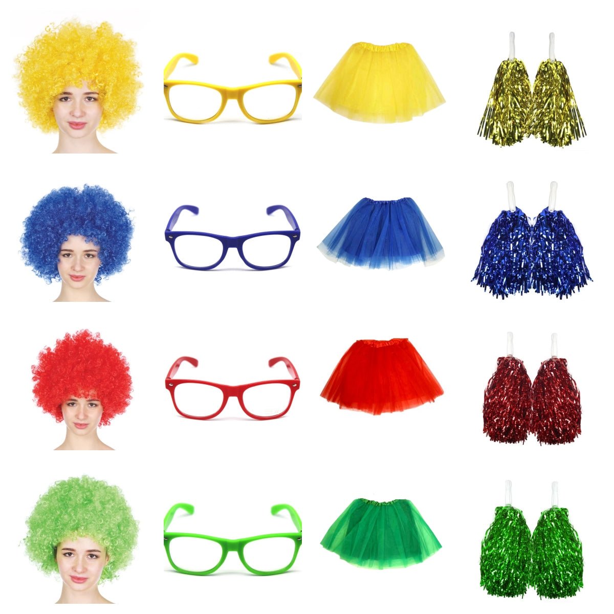 V922-AWD-E1211-HOUCOLY-202508251145-00 School house carnival colour celebrates kit Wig Glasses Tutus and Pom Poms - Yellow - Image 1