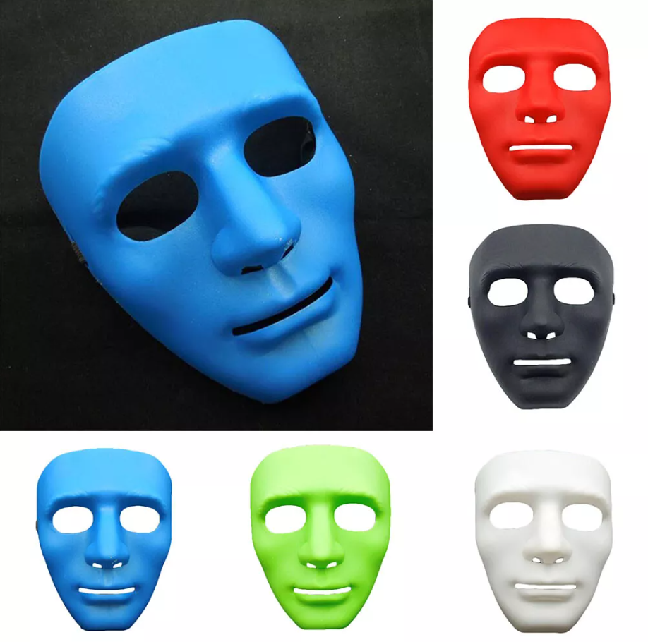 V922-AWD-F0161-MASBLA-BLUE-202508251136-00 2x Robot Plain Mask Purge Style Halloween Scary Ghost Blank Mask Unisex - 2x Blue - Image 1