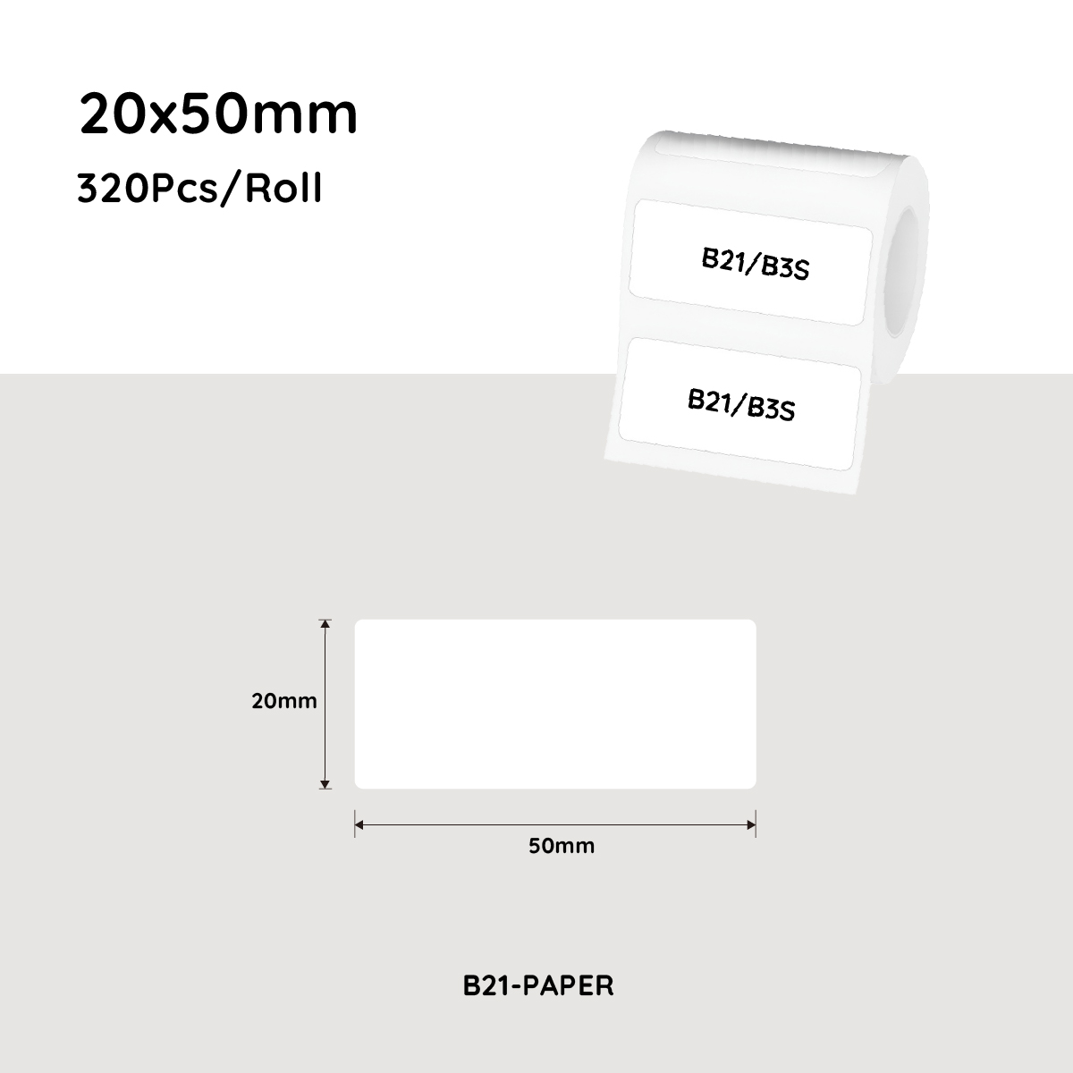 V943-B-PAPER-R2050-320-202507211155-00 NiiMbot white label paper 50*20mm 320 Pcs For B21/B3S/B1 - Image 1