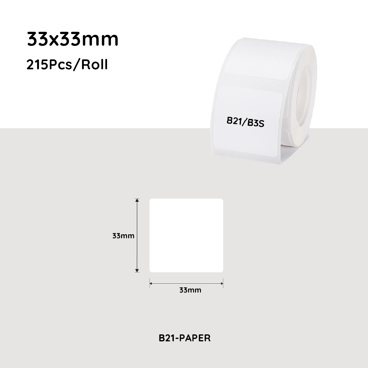 V943-B-PAPER-R3333-215-202507211155-00 NiiMbot white label paper 33*33mm 215 Pcs For B21/B3S/B1 - Image 1