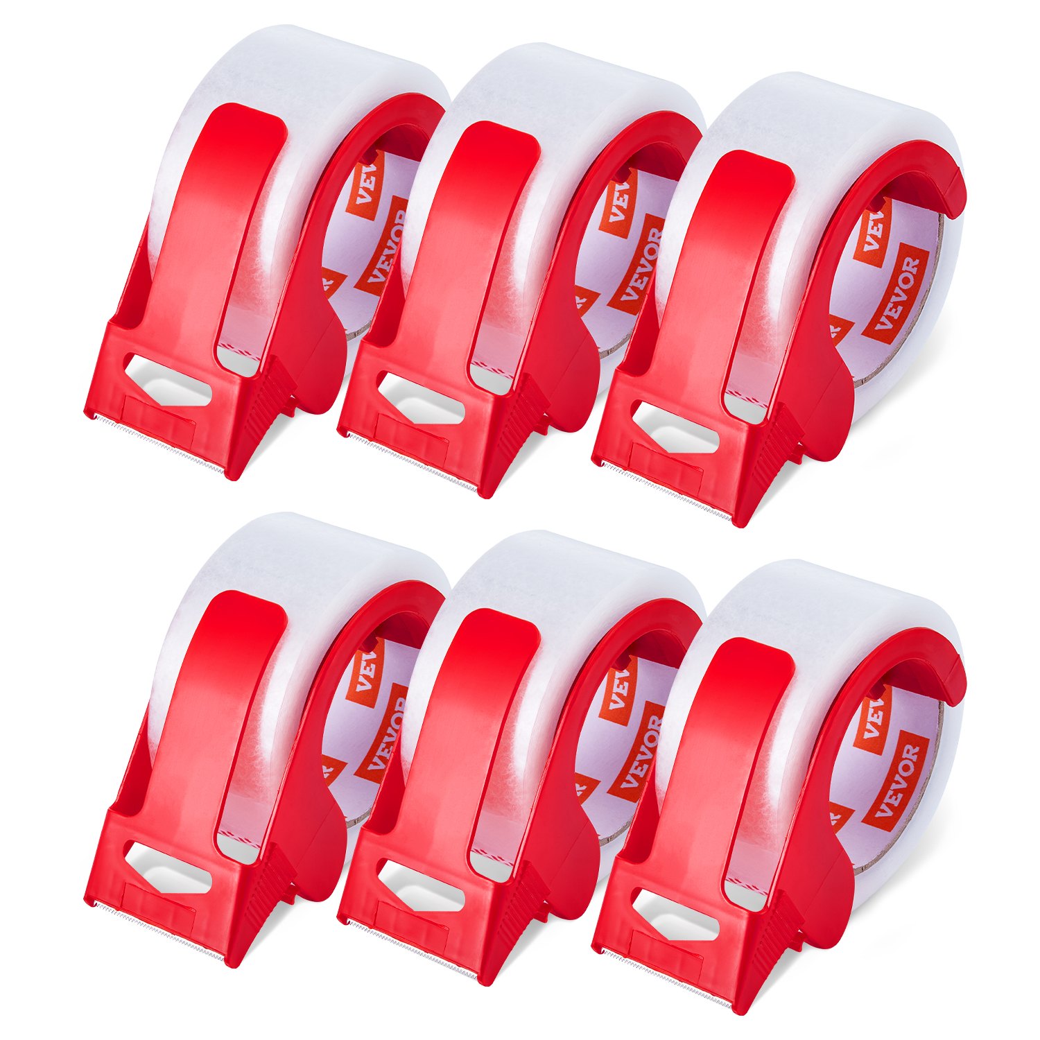 V952-3YCXFXJDTM6G2L8SQV0-202507141436-00 VEVOR Packing Tape 6 Rolls 65 Yards Clear Shipping Tape with Dispenser 2.7 Mil - Image 1