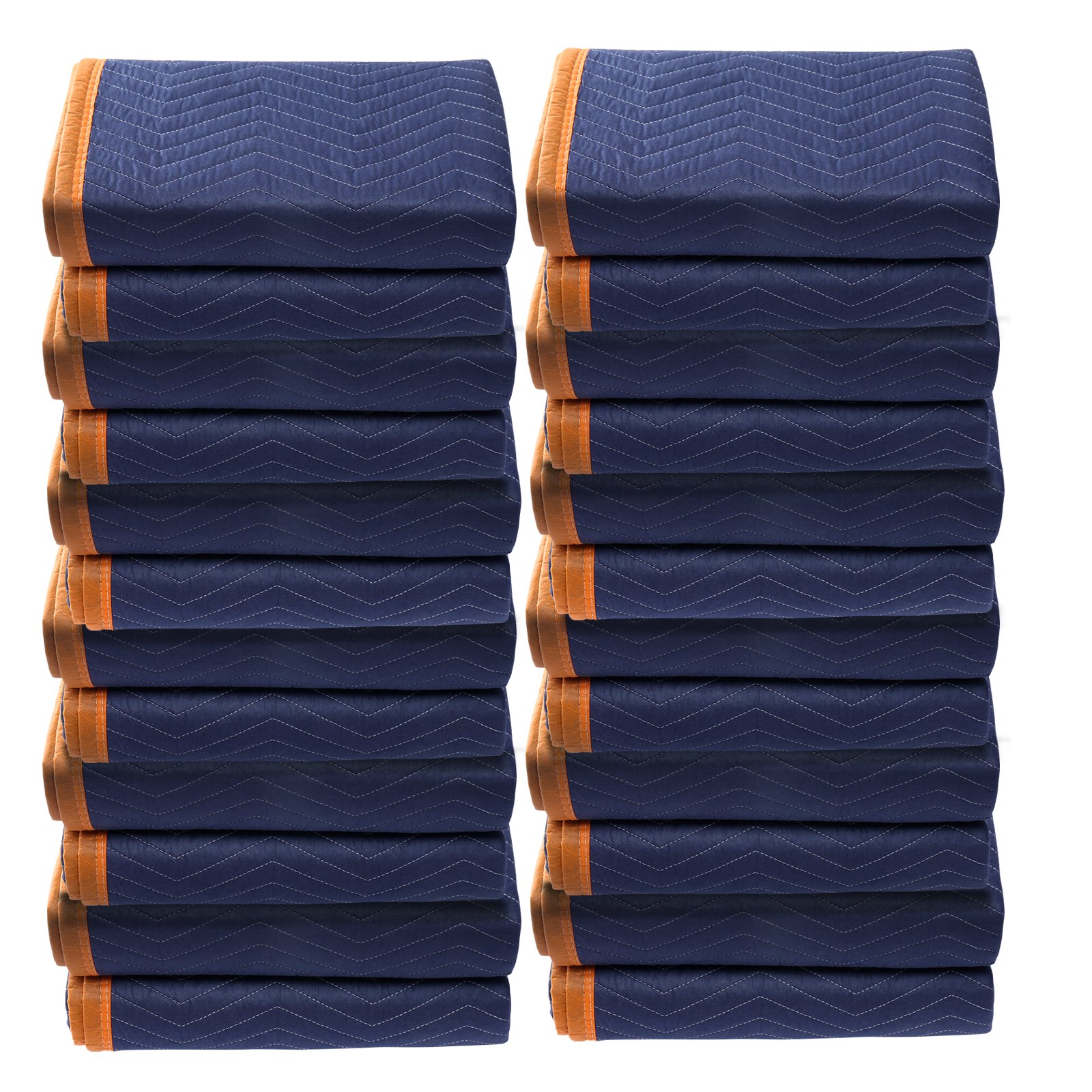 V952-DCBYT80X72IN5J3EWV0-202508011522-00 VEVOR Moving Blankets, 2032 x 1829 mm, 29.5 kg/dz, 12 Packs, Professional Non-Woven & Recycled Cotton Packing Blanket, Heavy Duty Mover Pads for Protecting Furniture, Floors, Appliances, Blue/Orange - Image 1
