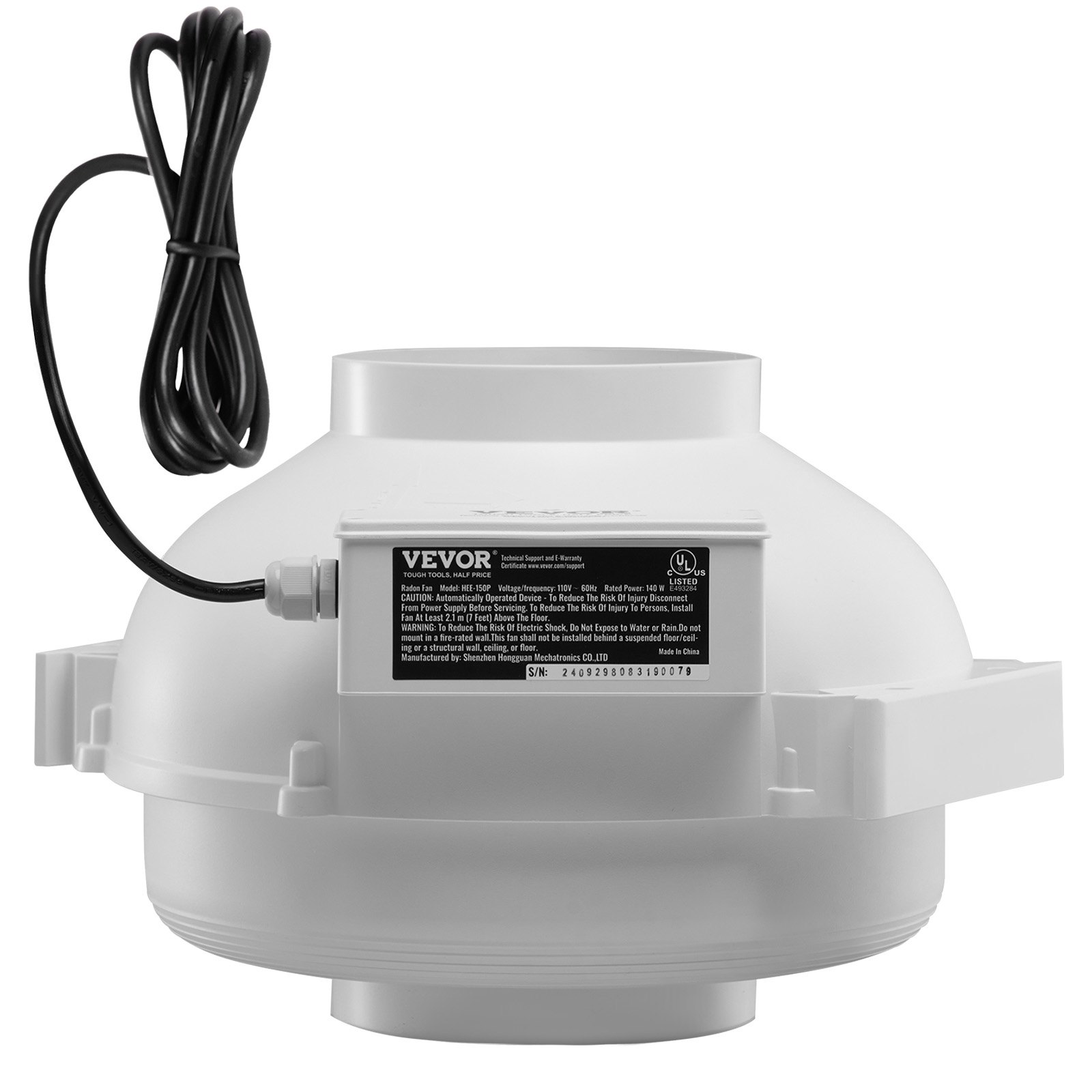 V952-DFSTJ6INCH38V4LNDV3-202507141427-00 VEVOR 6" to 4.5" Radon Mitigation Fan System Kit Quiet 380 CFM Inline Duct Fan - Image 1