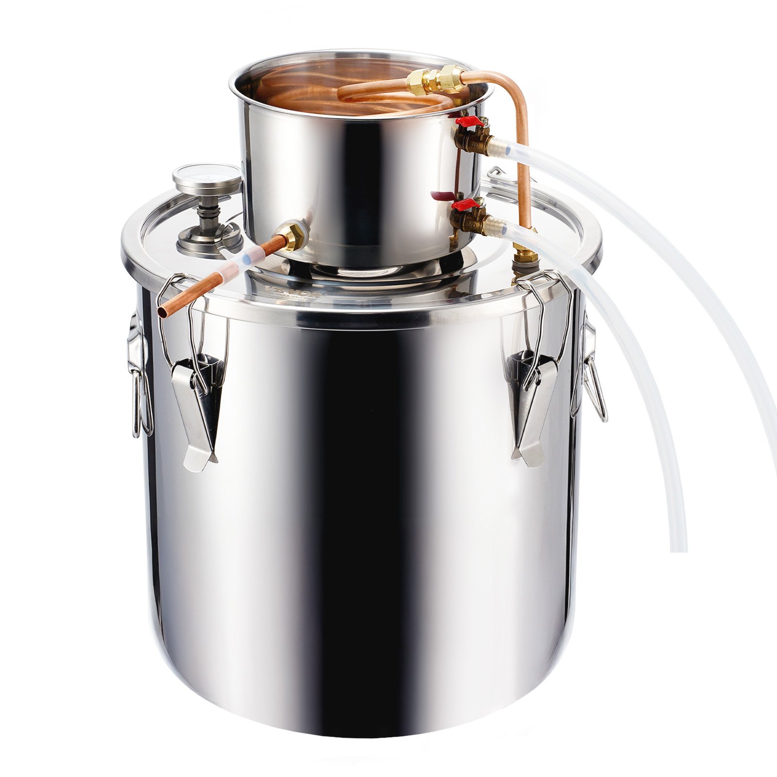 V952-DLNTZLQYS8JLWJXVZV3-202507141446-00 VEVOR Moonshine Still 8 Gal Water Alcohol Distiller Brewing Kit Stainless Steel - Image 1