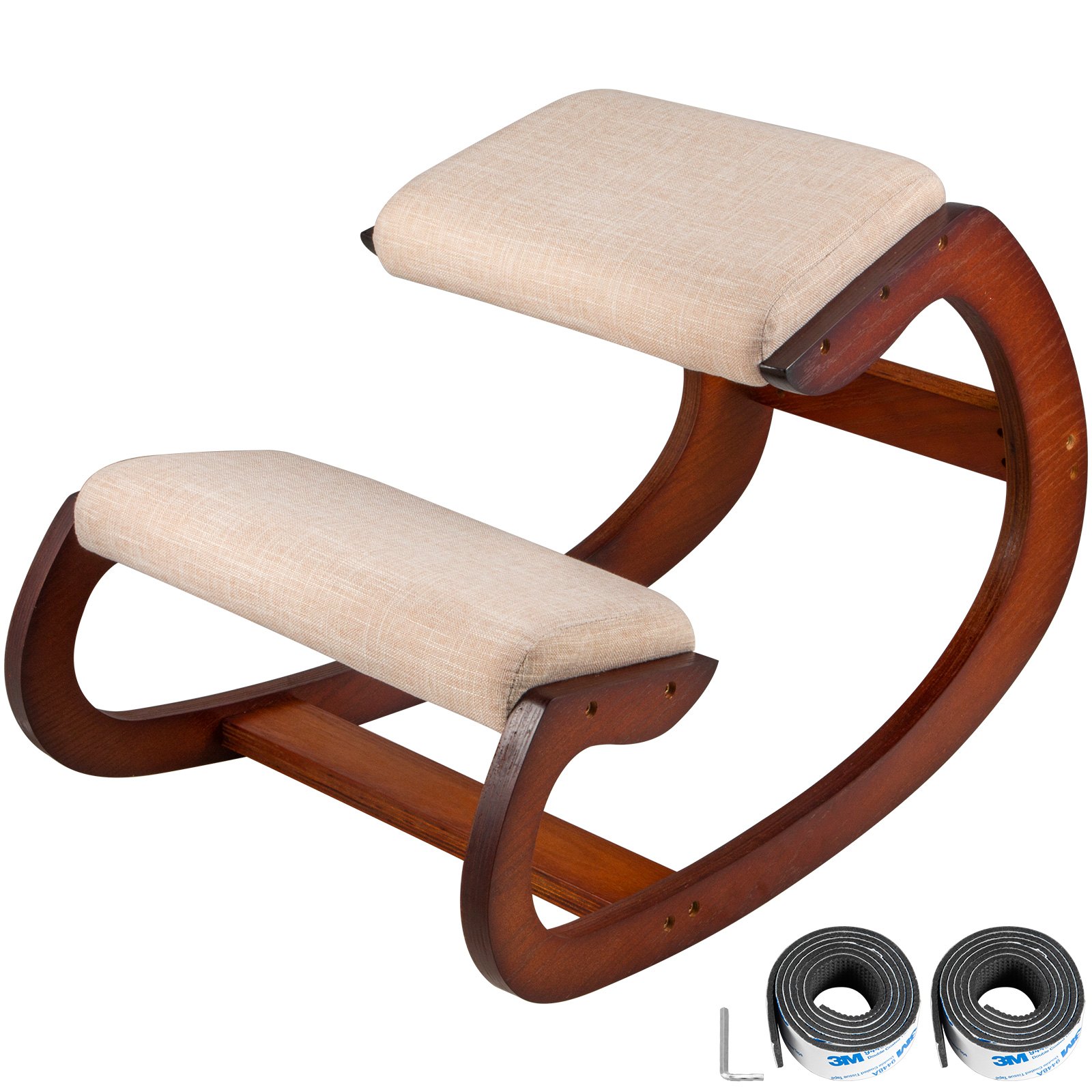 V952-DNGDSHTSKJ0000001V0-202507141337-00 Vevor Ergonomic Kneeling Chair Wooden Neck Pain Relief Relieve Fatigue Wood Stool - Image 1