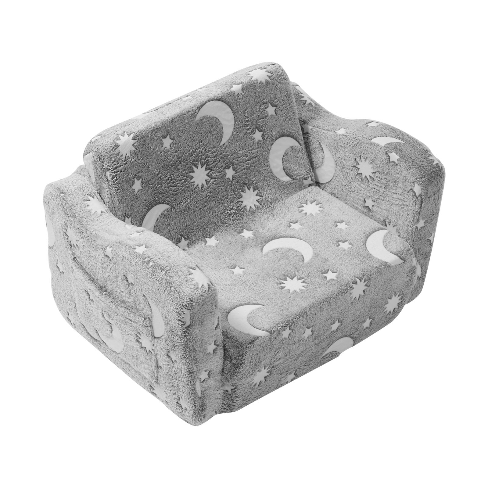 V952-ETSFZDSF00008T8FPV0-202507141418-00 VEVOR Fold-out Kids Sofa, Glow-in-the-Dark Kids Couch Chair, 2-in-1 Children Convertible Sofa to Lounger, Extra Soft Flip-out Toddler Couch for Siting and Sleeping, for Bedroom and Playroom - Image 1