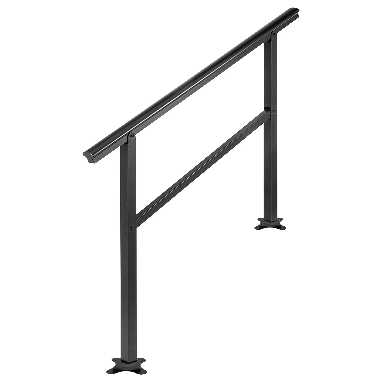 V952-LZLTFSDHGLZHSKD01V0-202507141253-00 VEVOR Handrail Outdoor Stairs 47.6 X 35.2 Inch Outdoor Handrail Outdoor Stair Railing Adjustable from 0 to 30 Degrees Handrail for Stairs Outdoor Aluminum Black Stair Railing Fit 3-4 Steps - Image 1