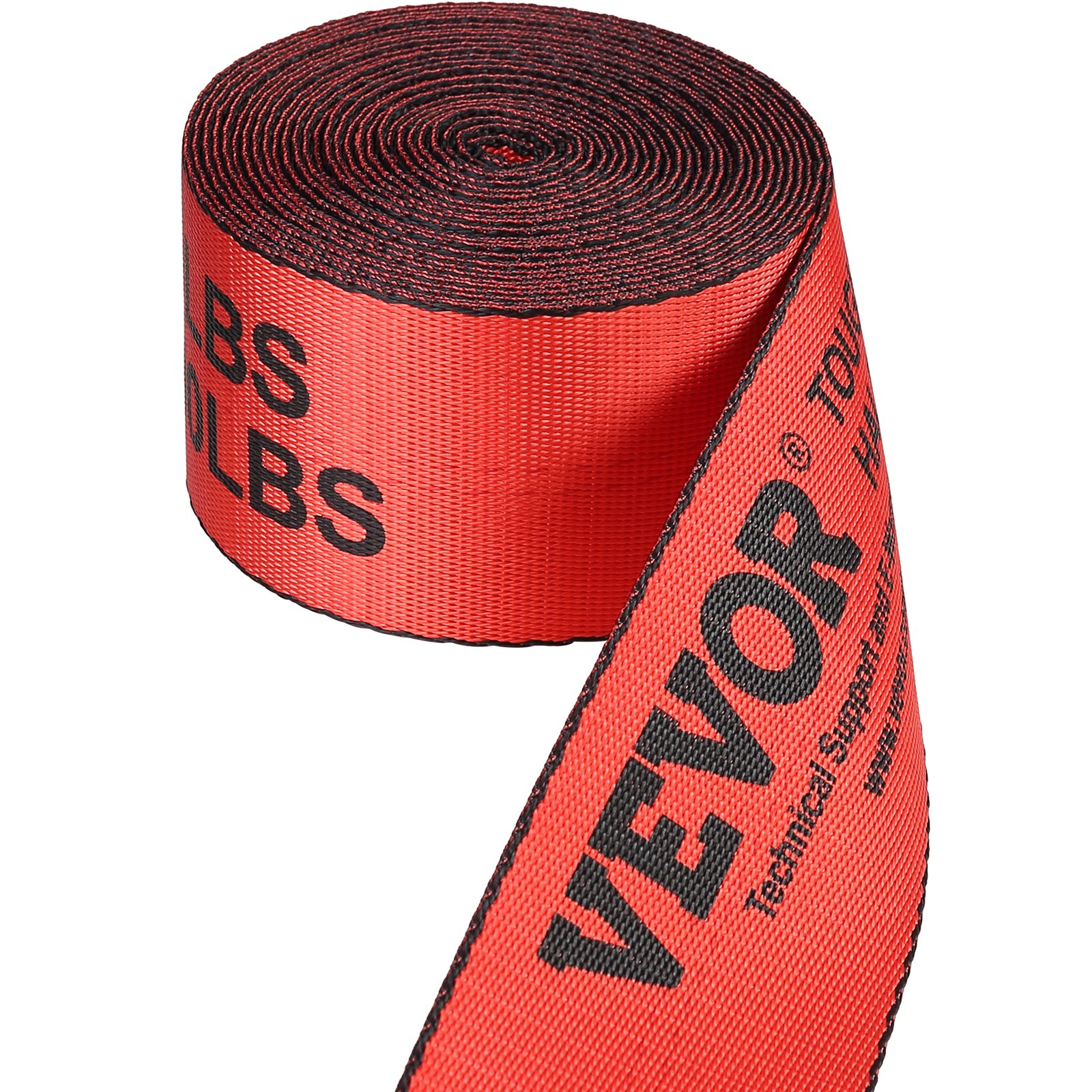 V952-PGJPDHS4INCH3T7LFV0-202507141615-00 VEVOR Winch Straps, 10.2 cm x 9.1 m, 2.7T Load Capacity, 8.2T Breaking Strength, Truck Straps with Flat Hook, Flatbed Tie Downs Cargo Control for Trailers, Farms, Rescues, Tree Saver, Red (10 Pack) - Image 1