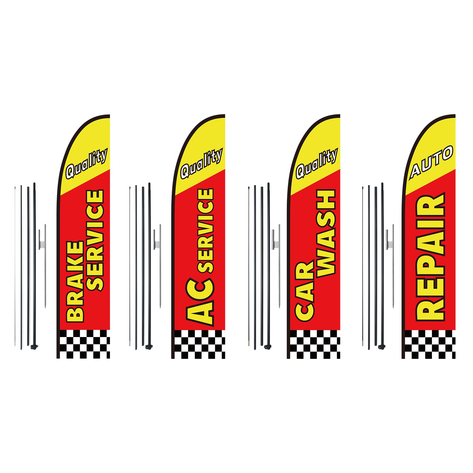 V952-QGYMQGQWAQCFFZRDSV0-202508011636-00 VEVOR Auto Repair Advertising Feather Flag Kit Swooper Flags and Poles 16.3 FT - Image 1