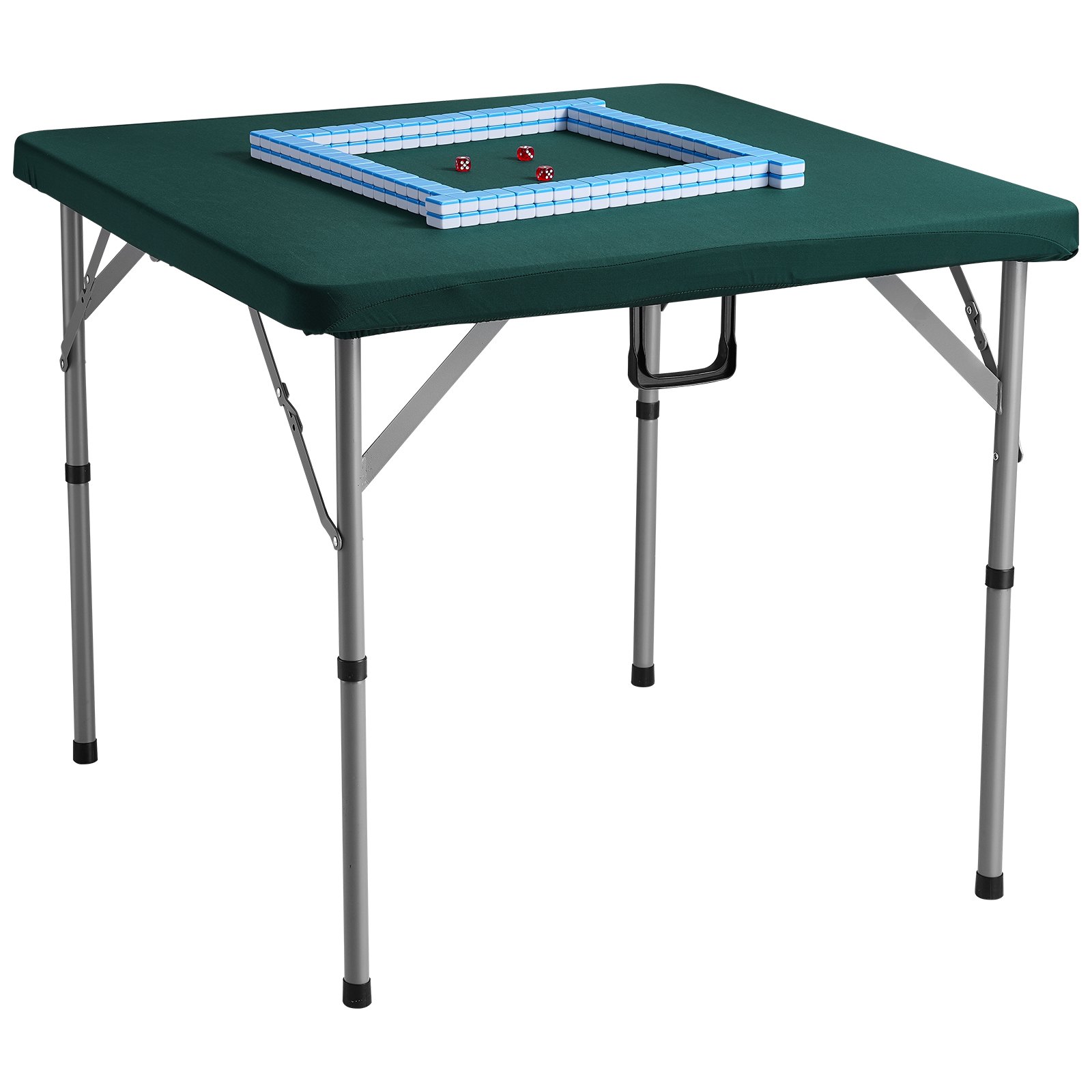V952-SDMJZBSZSMJZ336P1V0-202508011545-00 VEVOR Mahjong Table with Mahjong Tiles Set, Fold-in-Half 4 Player Card Table with 144PCS Majiang Tiles and 3 Dice, Portable Bi-Folding Domino Table with Wear-Resistant Green Tabletop & Carrying Handle - Image 1
