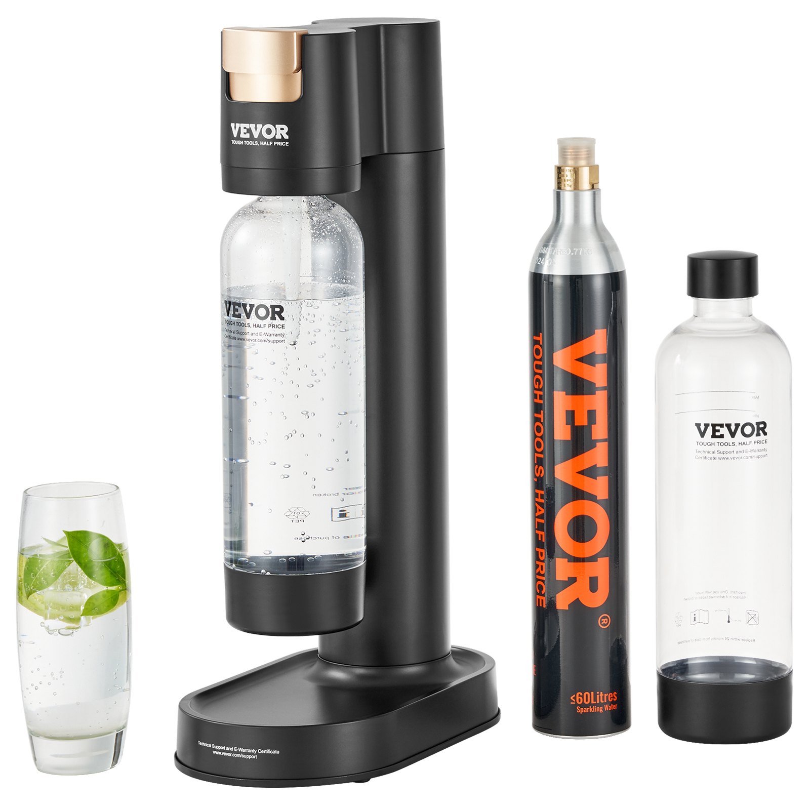 V952-SDSJHCO2QP1L7V05RV0-202507141621-00 VEVOR Sparkling Water Maker, Soda Maker Machine for Home Carbonating, Seltzer Water Starter Kit with 2 BPA-free 1L PET Bottles, CO2 Cylinder, Compatible with Mainstream Screw-in 60L CO2 Cylinder - Image 1
