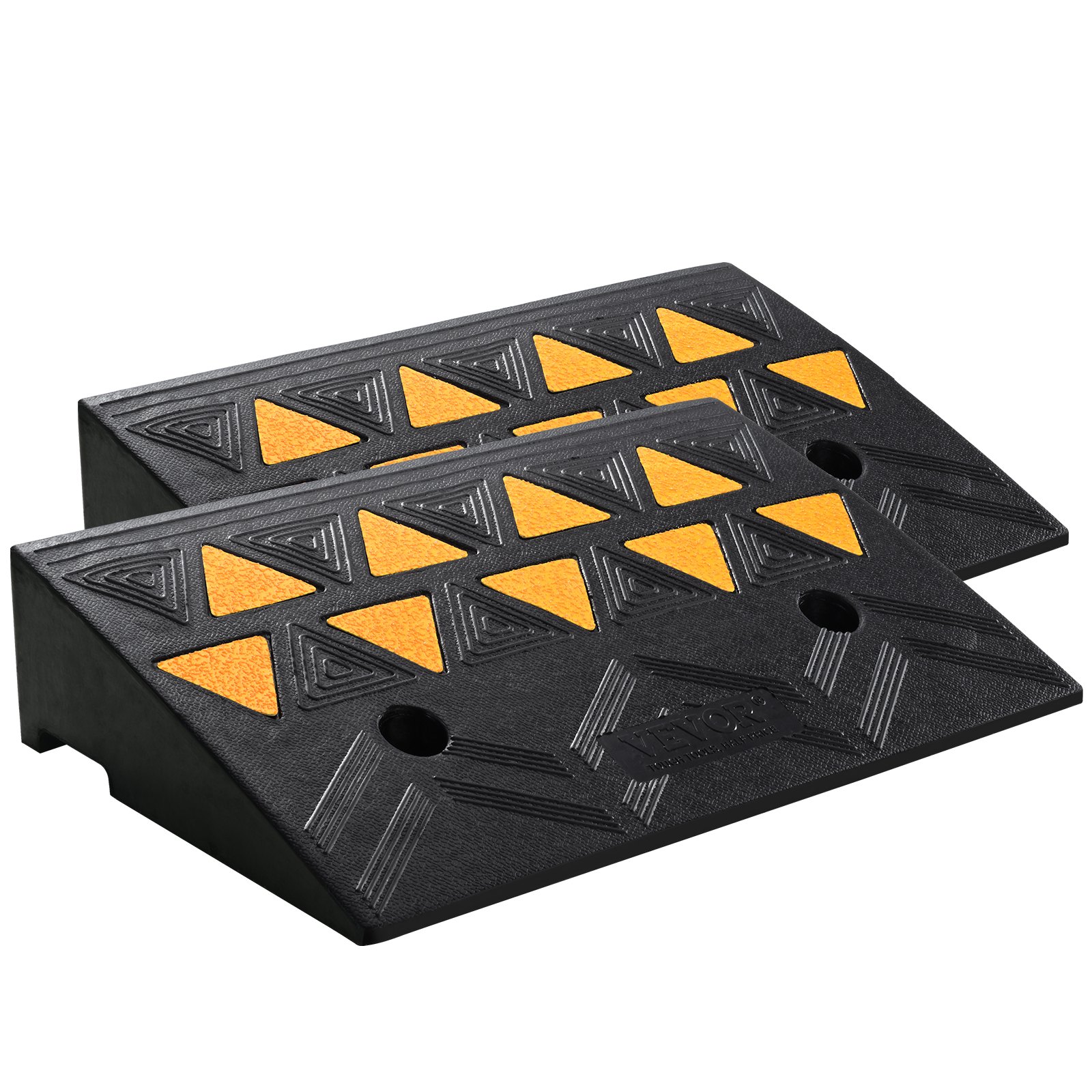 V952-SJDLYPDGB2197XYY7V0-202508011315-00 VEVOR Rubber Curb Ramp 2 Pack, 11 cm Rise Height Heavy-Duty 15 tons Load Capacity Threshold Ramps, Driveway Ramps with Stable Grid Structure for Cars, Wheelchairs, Bikes, Motorcycles - Image 1