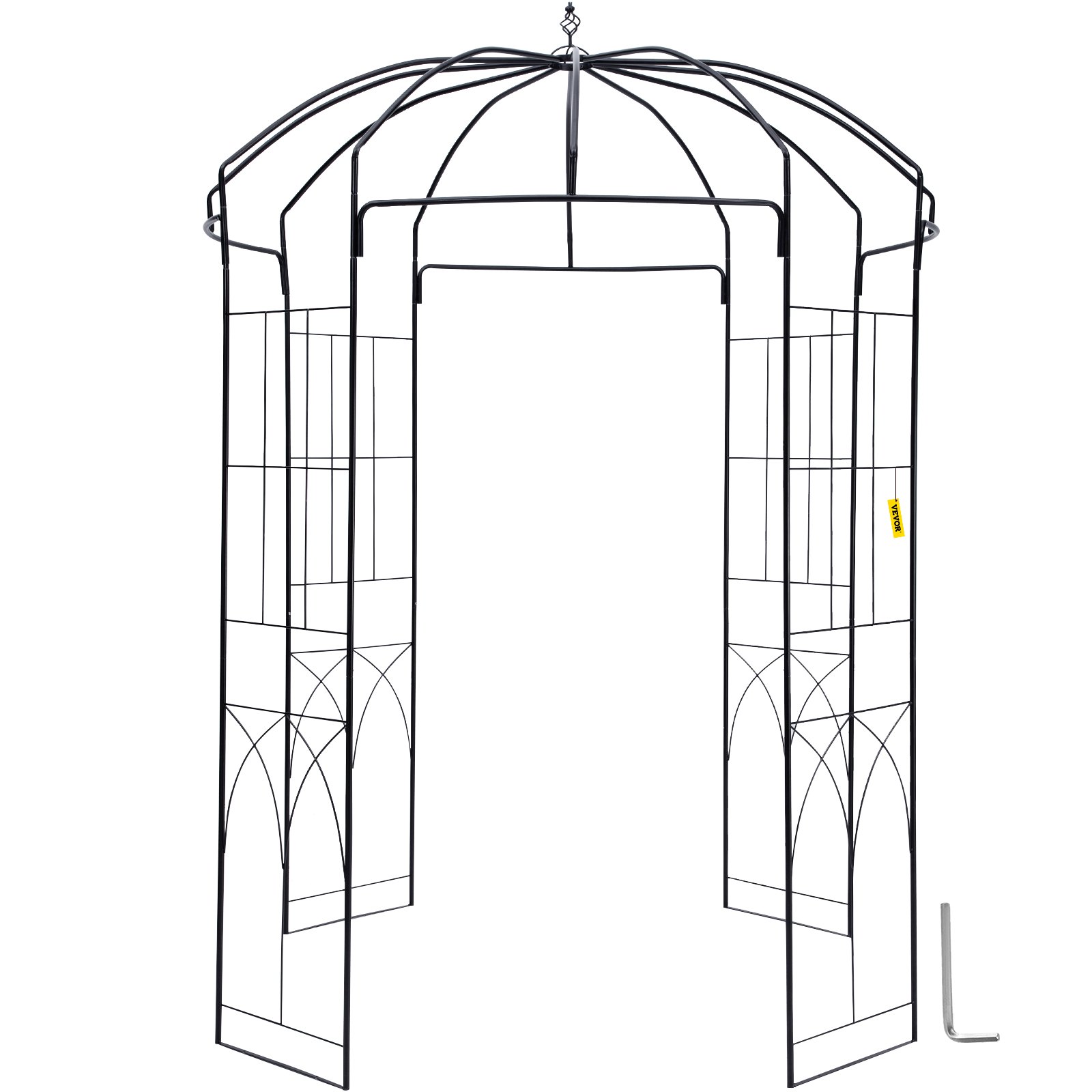 V952-TYHYGMYCHSNL9G07VV0-202508011342-00 VEVOR Birdcage Shape Garden Arbor, 9' High x 6.6' Wide, Heavy Duty Wrought Iron Arbor, Wedding Arch Trellis for Climbing Vines in Outdoor Garden, Lawn, Backyard, Patio, Black - Image 1