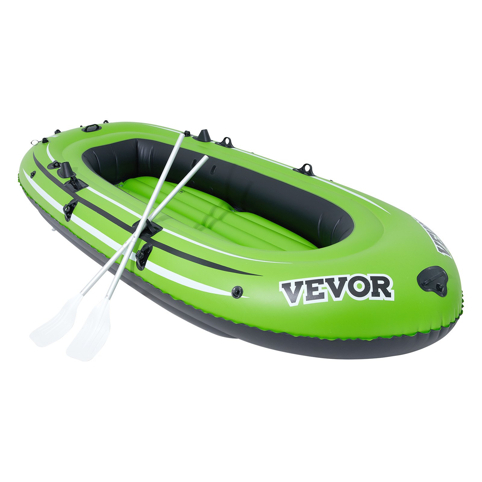 V952-YCK4RK00000087X5RV0-202508011640-00 VEVOR Inflatable Boat, 4-Person Inflatable Fishing Boat, Strong PVC Portable Boat Raft Kayak, 1158mm Aluminum Oars, High-Output Pump, Fishing Rod Holders, and 2 Seats, 1100 lb Capacity for Adults Kids - Image 1