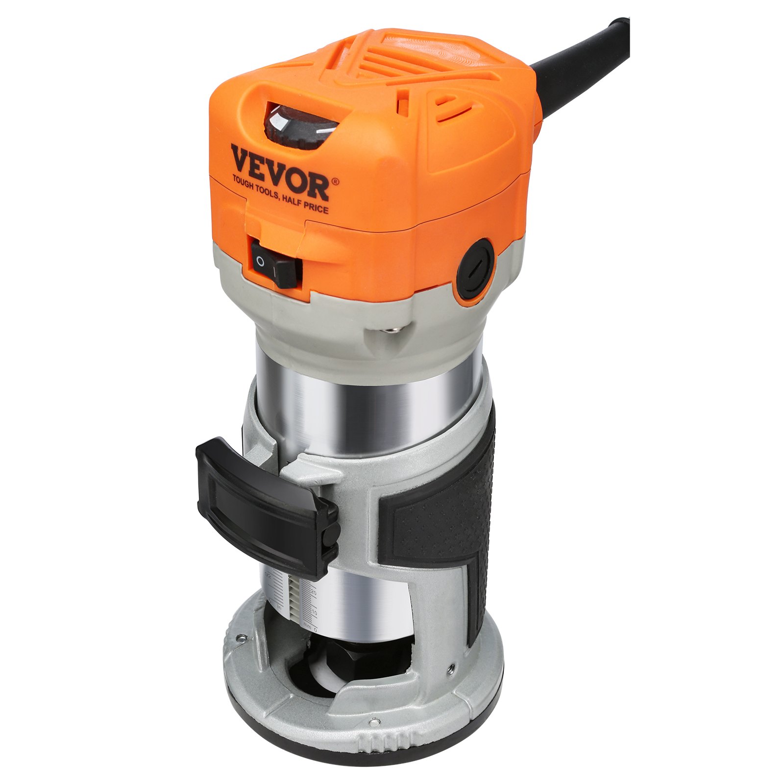 V952-YXKXBJ710W65AZLFEV3-202507141305-00 VEVOR Wood Router, 1.25HP 800W, Compact Wood Trimmer Router Tool, 30000RPM Max Speed 6 Variable Speeds, with 1/4'' & 5/16'' Collets 12 PCs Milling Cutters Dust Hood, for Woodworking Slotting Trimming - Image 1