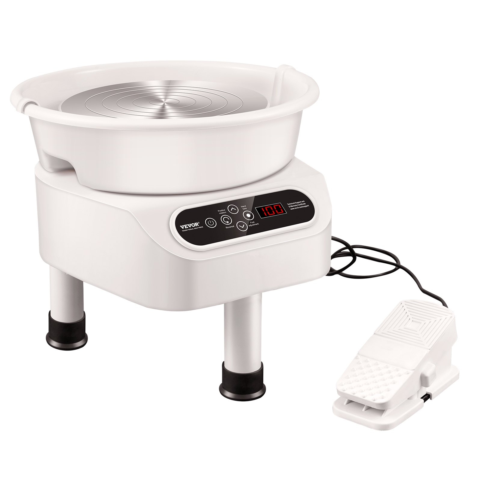 V952-ZQLPJSJS10YCKNJGYV3-202508011821-00 VEVOR Pottery Wheel, 10 inch Pottery Forming Machine, 350W Electric Wheel for Pottery with Foot Pedal and LCD Touch Screen, Direct Drive Ceramic Wheel with 3 Support Legs for DIY Art Craft, White - Image 1