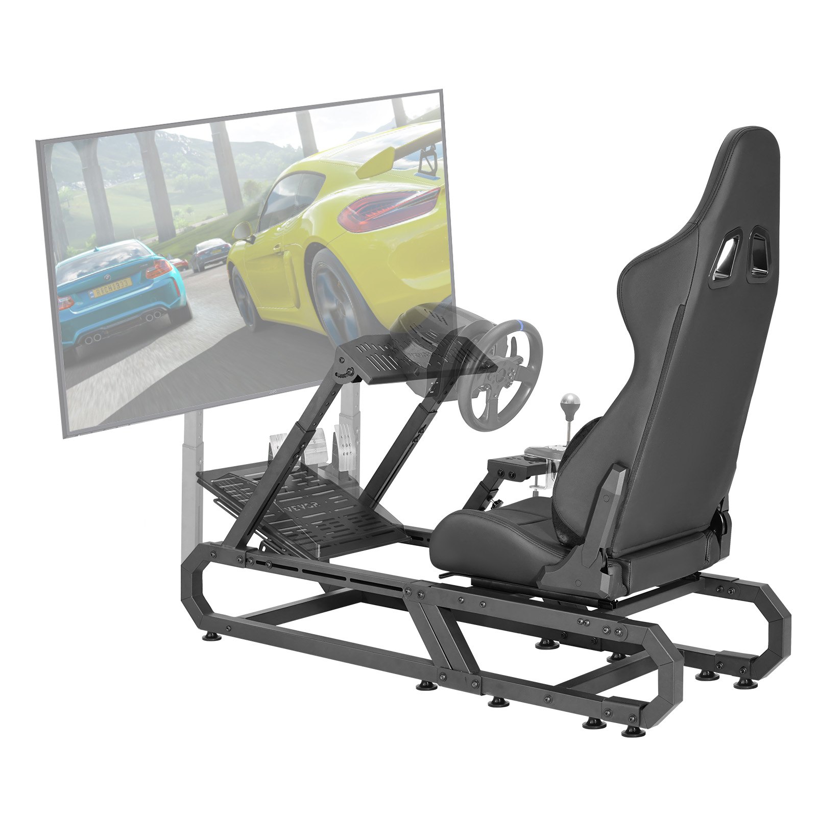 V952-ZXZCXKXHBKZD9MKRTV0-202507141448-00 VEVOR Heavy Duty Racing Wheel Stand for Logitech G923/G920/G29 Max330LBS Compact - Image 1