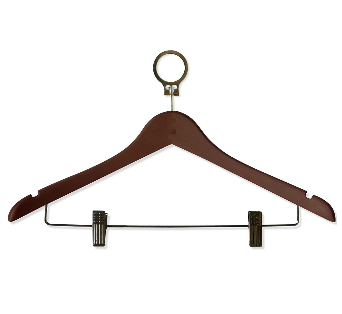 V959-DHGR0002-BR-202507050205-00 Anti-theft Wooden Cloth Hanger - Brown - Image 1
