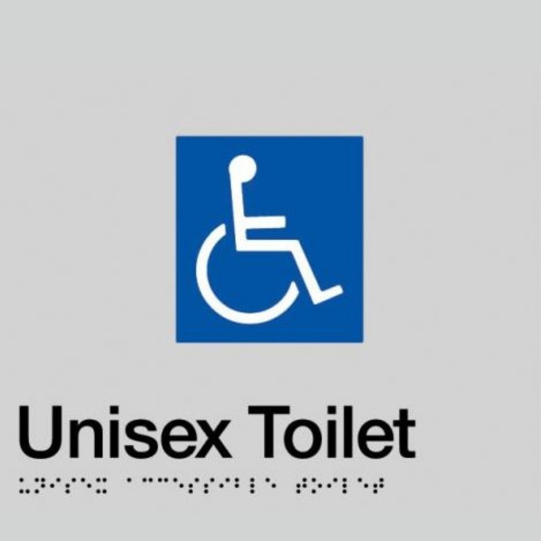 V959-DTBS0006-202507030920-00 Unisex Disabled Toilet Braille Sign Silver / Black - Image 1