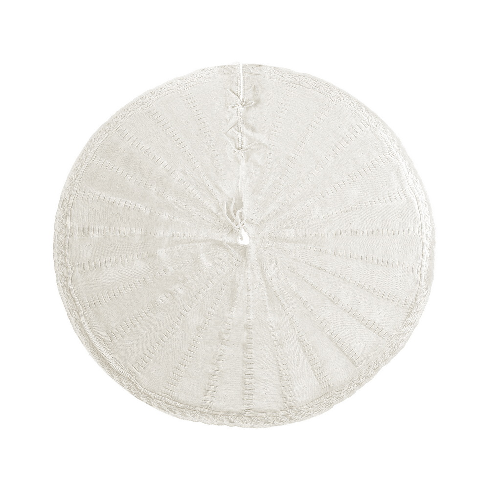 XMAS-SKIRT-KNIT-BG-90-202509101916-00 Jingle Jollys Christmas Tree Skirt 90cm Knitted Fabric Xmas Ornament Decor Beige - Image 1